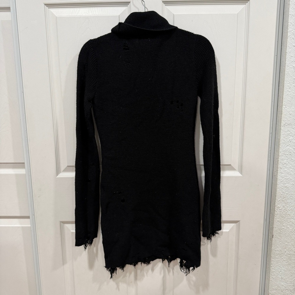 Lovers and Friends Black Distressed Turtleneck Sweater Dress Size S Keeney - Picture 7 of 10